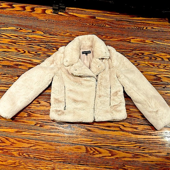 Off white faux fur biker style jacket - Picture 1 of 4